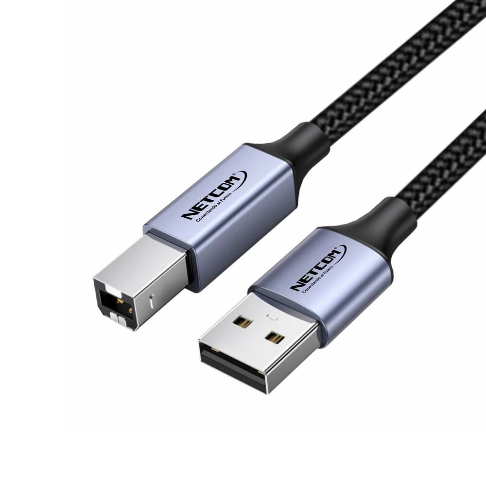Cable USB 2.0 para Impresora Tipo B NETCOM | 1.8 Metros | 480 Mbps S1274