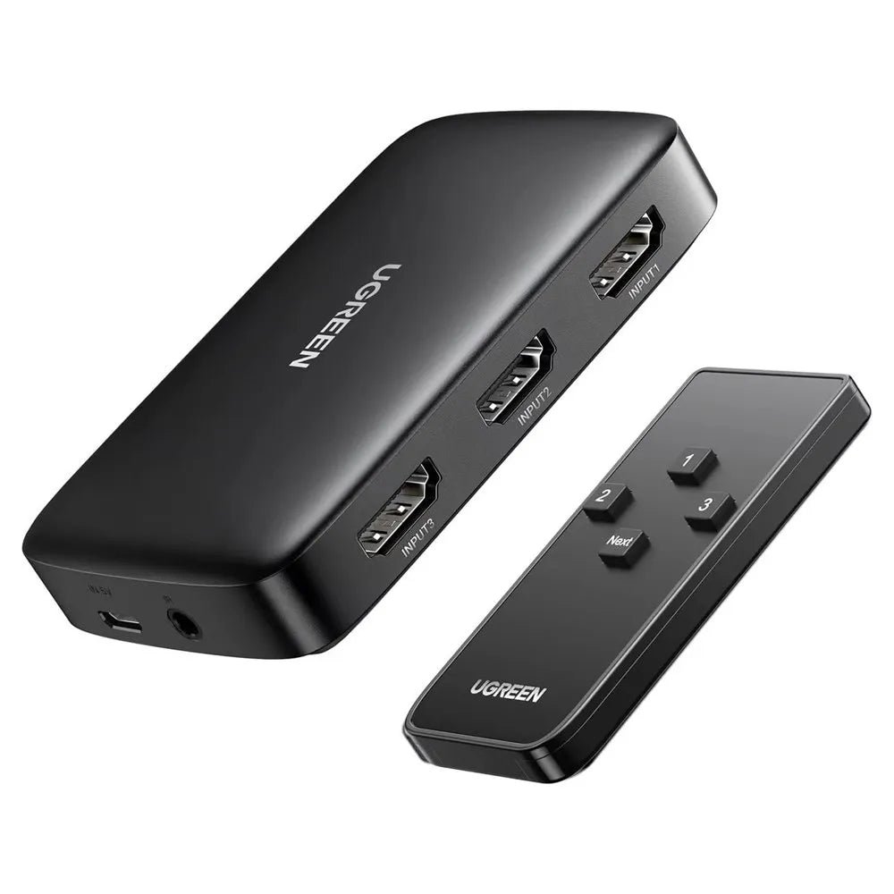 Switch HDMI 3 Puertos 4K 30Hz 3D HDR UGREEN con Control HDCP 1.4 S1656
