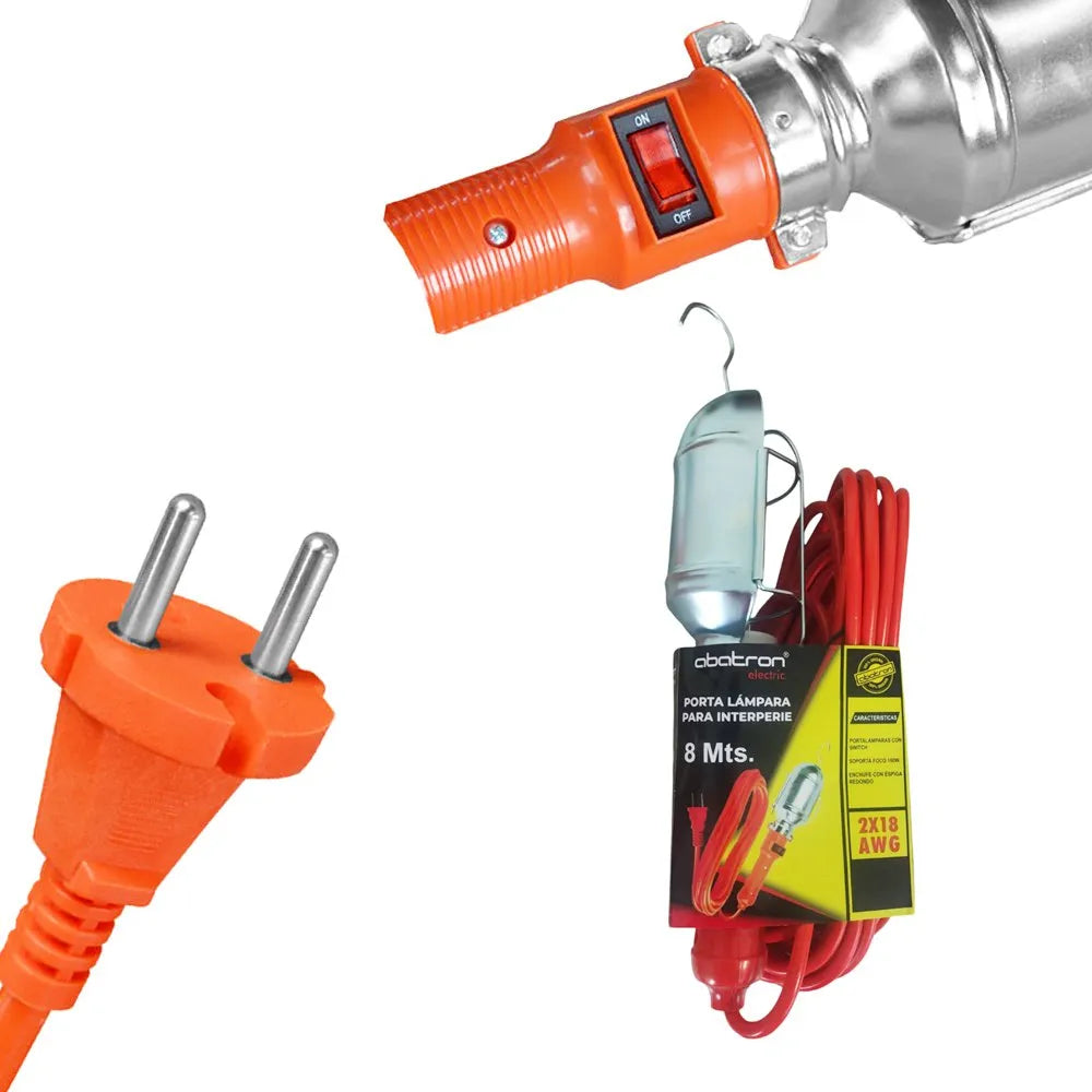 Luz de Trabajo con Protector de Metal 8 Metros ABATRON 18 AWG SWITCH S1876