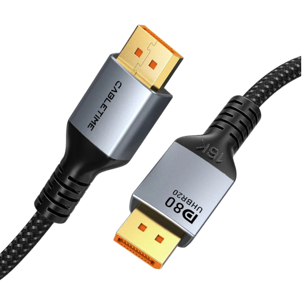 Cable DisplayPort a DisplayPort 2.1 Premium 16K a 60Hz 80Gbps CABLETIME de 2 Metros S2174