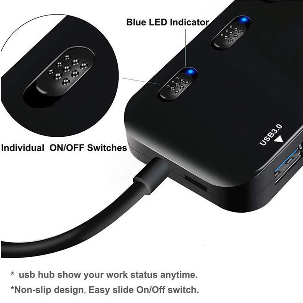 Hub 4 Puertos independientes Usb 3.0 Tipo C 5gbps Indicador led S0794