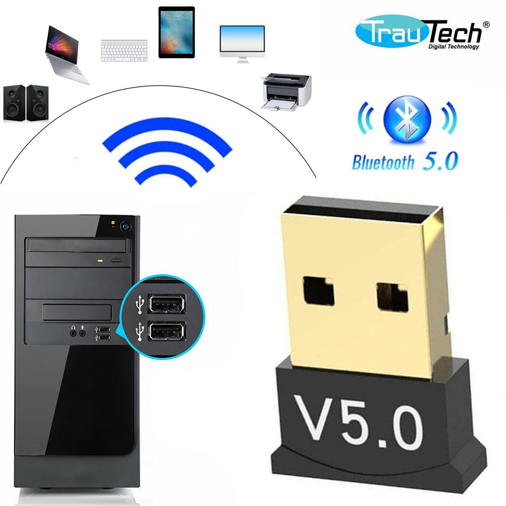 Adaptador Emisor Receptor Bluetooth 5.0 TRAUTECH Usb Dongle pc laptop S0299