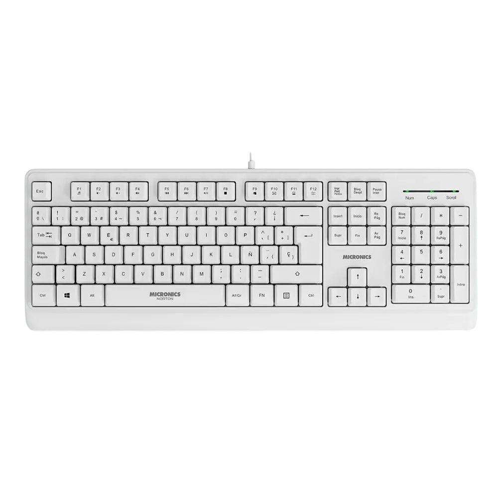 Teclado Multimedia USB Micronics Norton Blanco 105 Teclas Teclado Numérico UV MIC K608W s2239