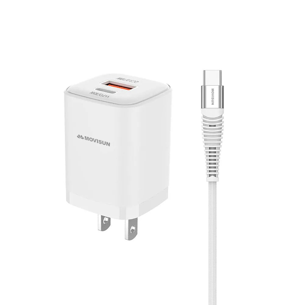 Cargador USB Tipo C MOVISUN MPD 30 USB 3.0 Carga Rapida 30W Cable 1.2m S1654