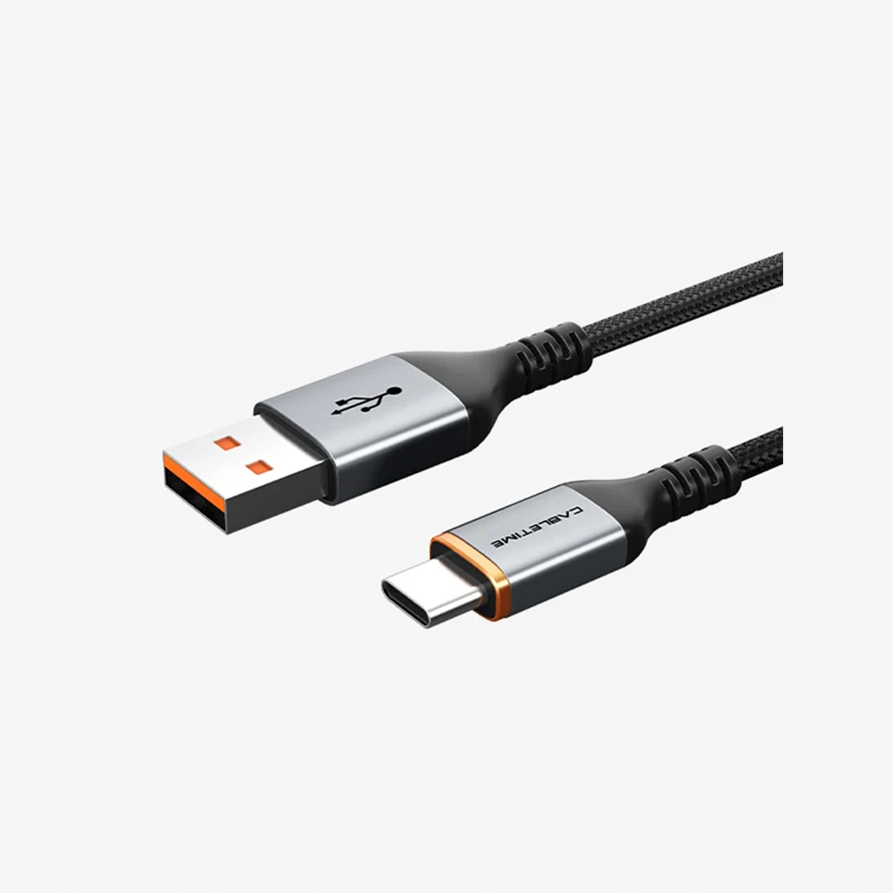 Cable USB-A a USB-C CABLETIME 5A Carga Rápida 1 Metro QC 4.0/3.0 Núcleo de Cobre Engrosado Carcasa de Aluminio y Malla Trenzada S2352