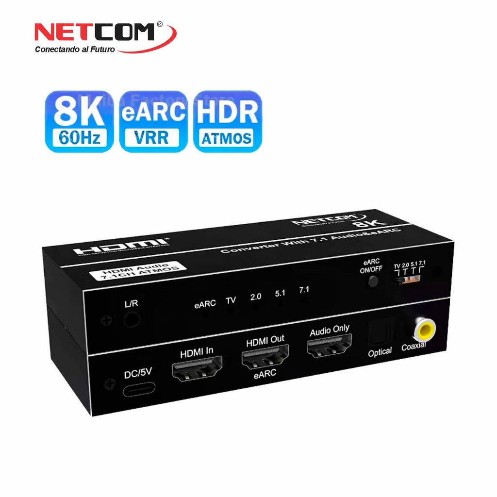 Extractor de Audio HDMI 2.1 Profesional 8K@60Hz / 4K@144Hz con eARC (Modelo PE-EL0320) S2146