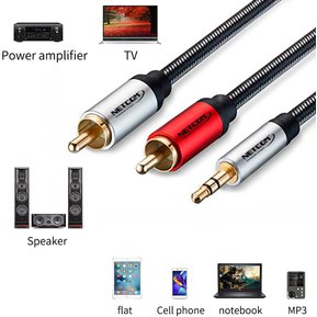 Cable de audio Plug 3.5mm a 2 RCA Macho 1.8 Metros NETCOM S1199