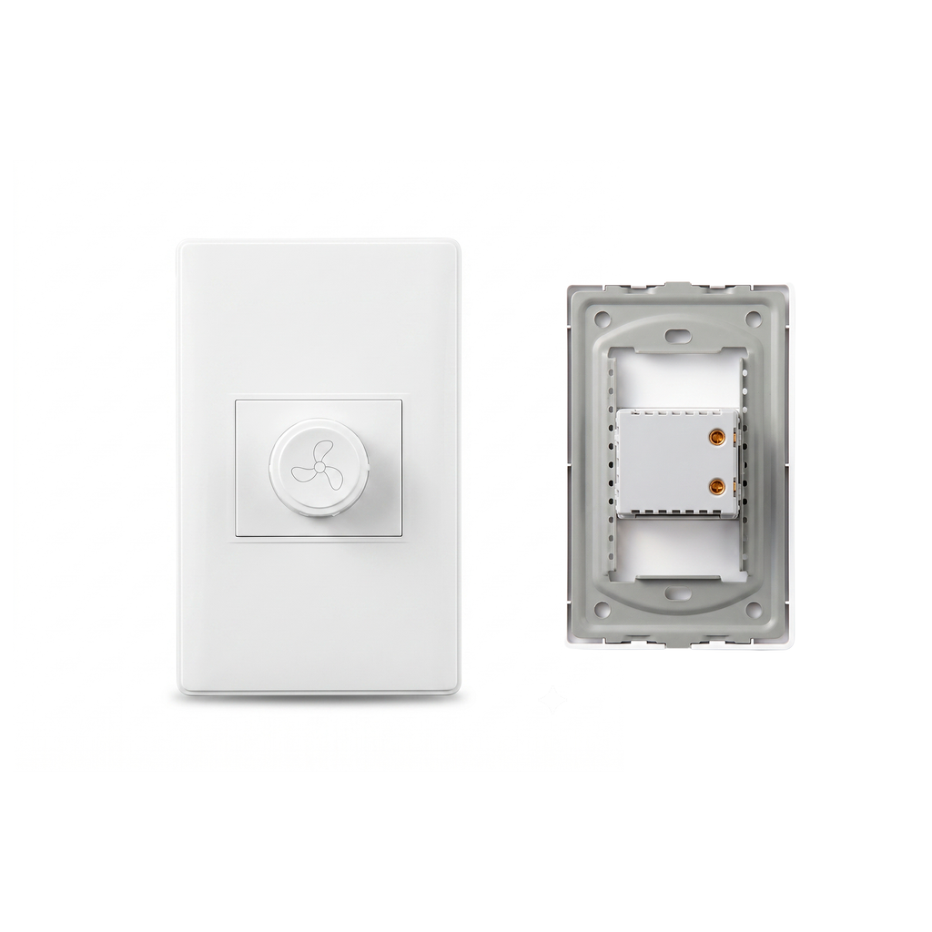 Interruptor Regulador de Pared para Ventilador Dimmer Giratorio 300W 250V Blanco s2255