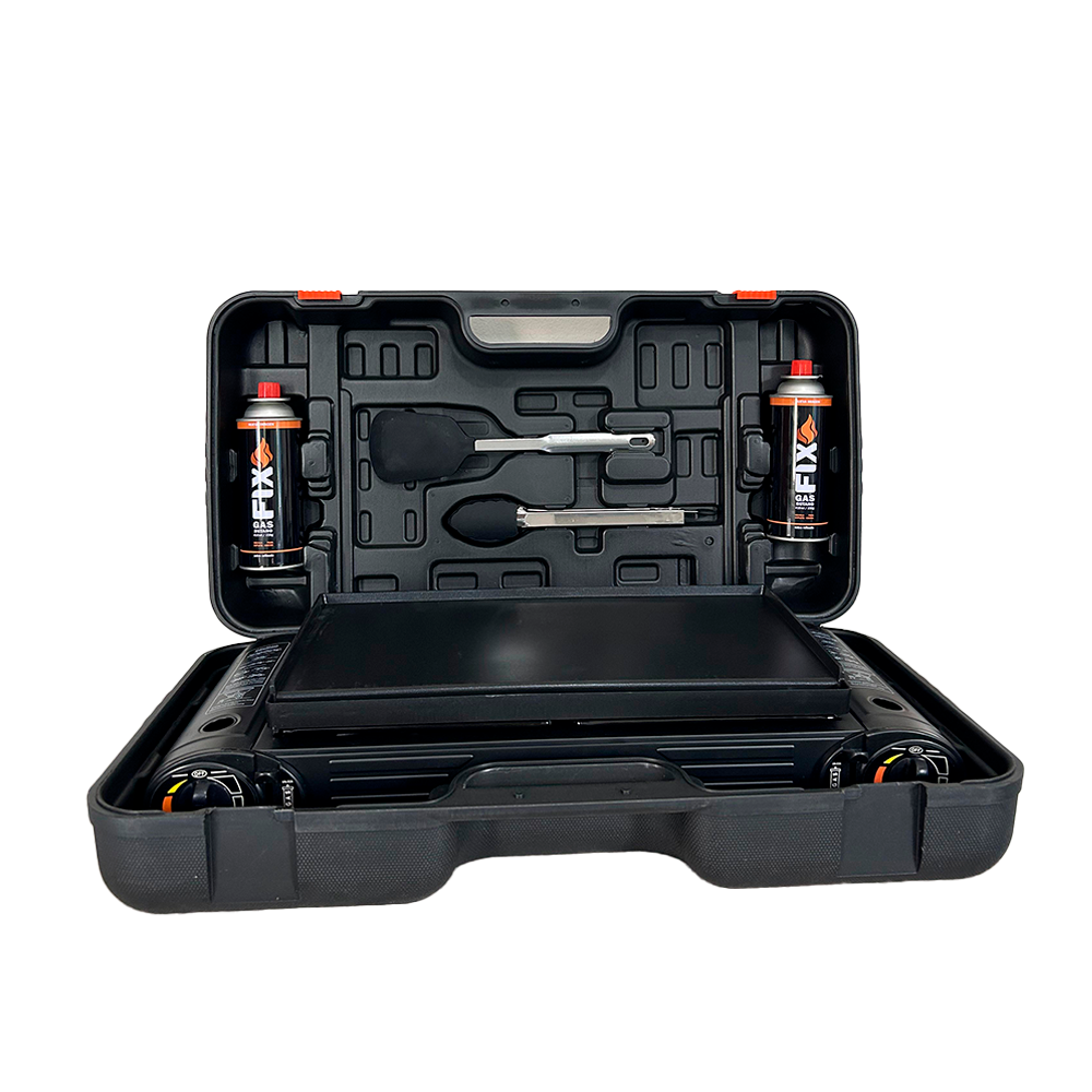 Cocina Parrillera Portátil con Maletín + 2 Gas Butano FIX s2015