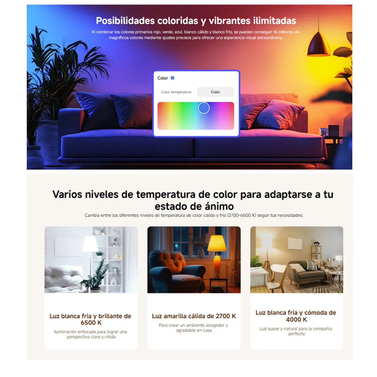 Foco Inteligente Xiaomi LED E27 RGB White & Color 806 Lúmenes Compatible con Matter Alexa Google Home S2232
