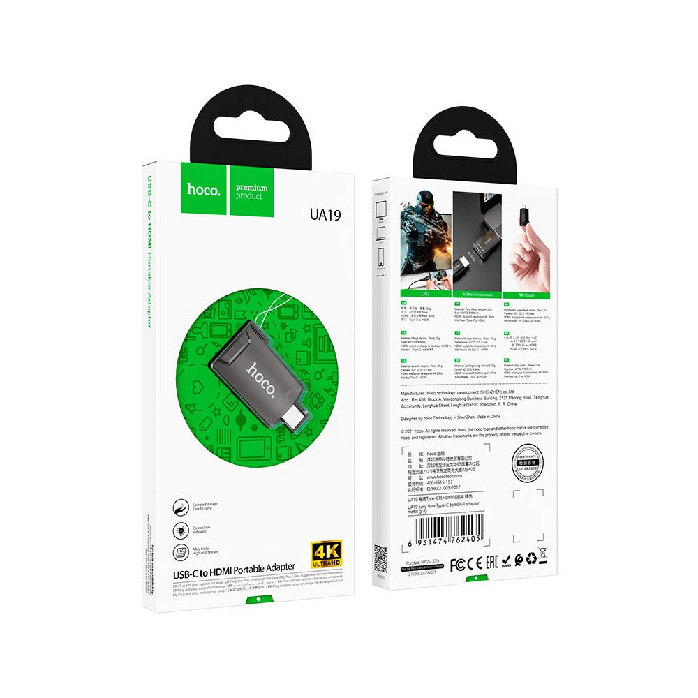 Adaptador convertidor tipo c a HDMI HOCO UA19 4k ultra HD S1201