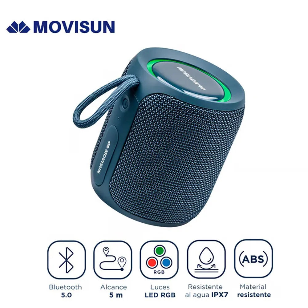 Parlante Acuático Bluetooth MOVISUN IPX7 16W TWS luz Led Power Smart S1647
