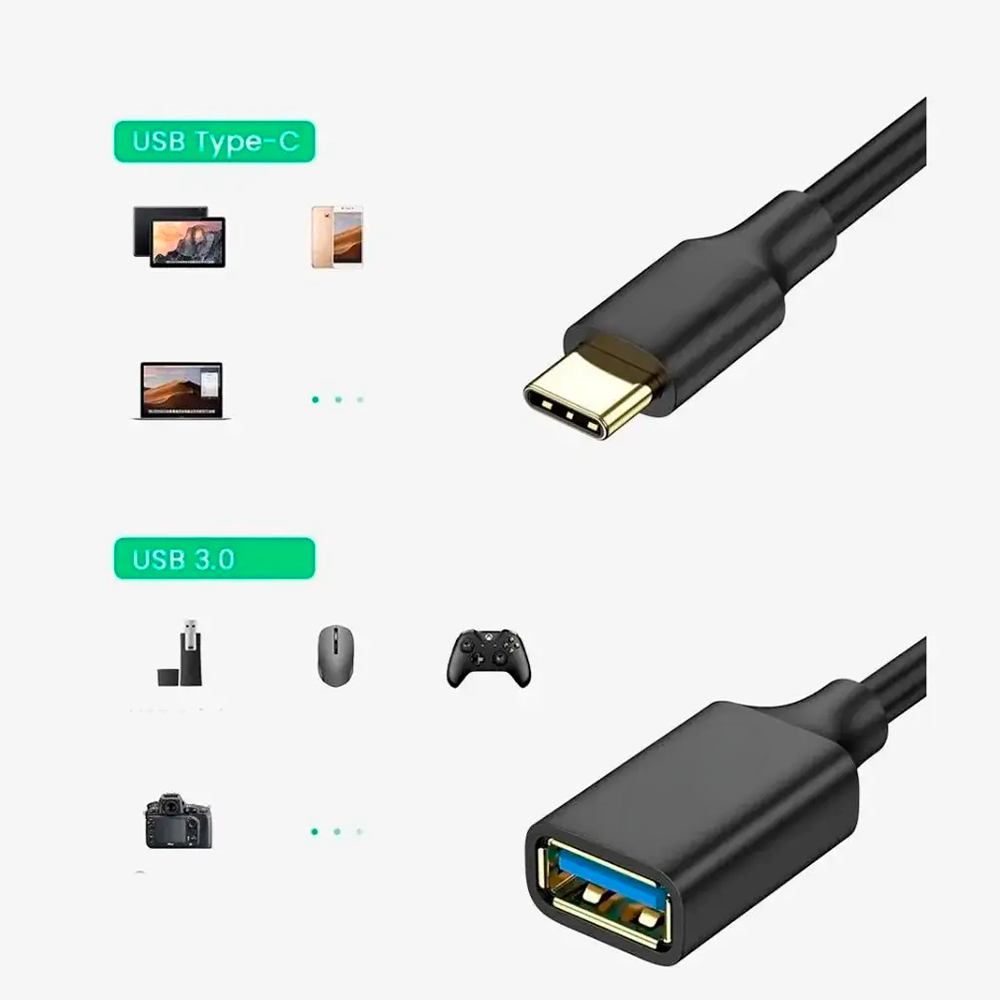 Cable Adaptador OTG USB Tipo-C a USB 3.0 5Gbps TRAUTECH S2068