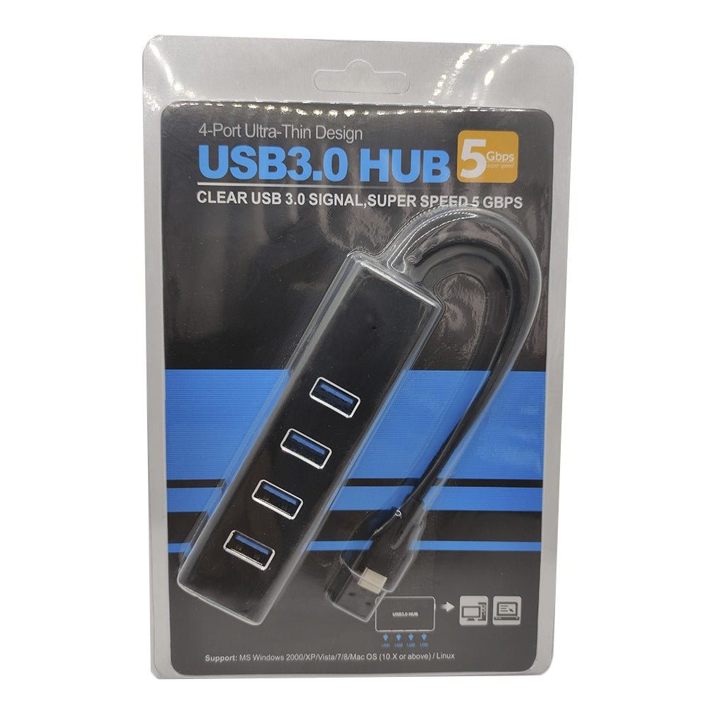 Hub 4 Puertos USB 3.0 Tipo C 5gbps Indicador Led Super Speed Delgado S0776