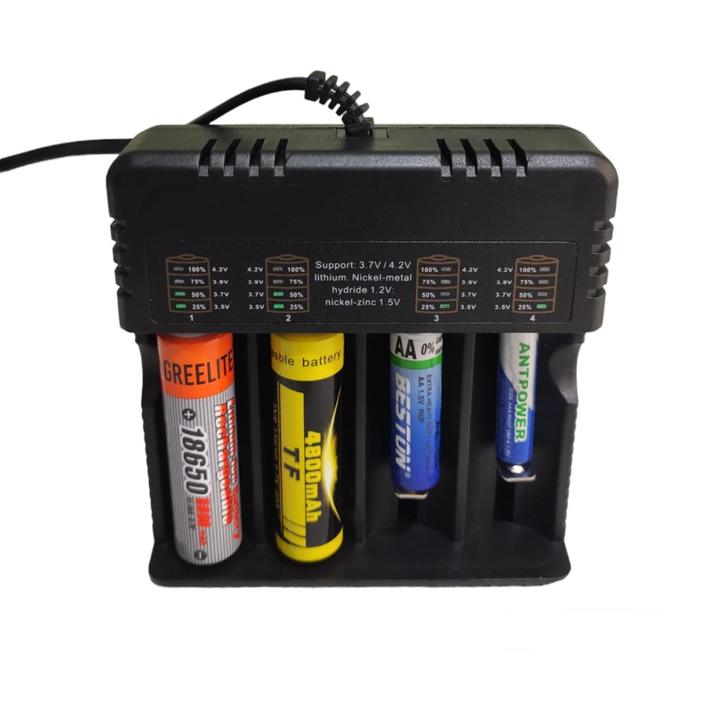 Cargador de pilas baterías recargables 4 puestos AA AAA 18650 26650 S1587