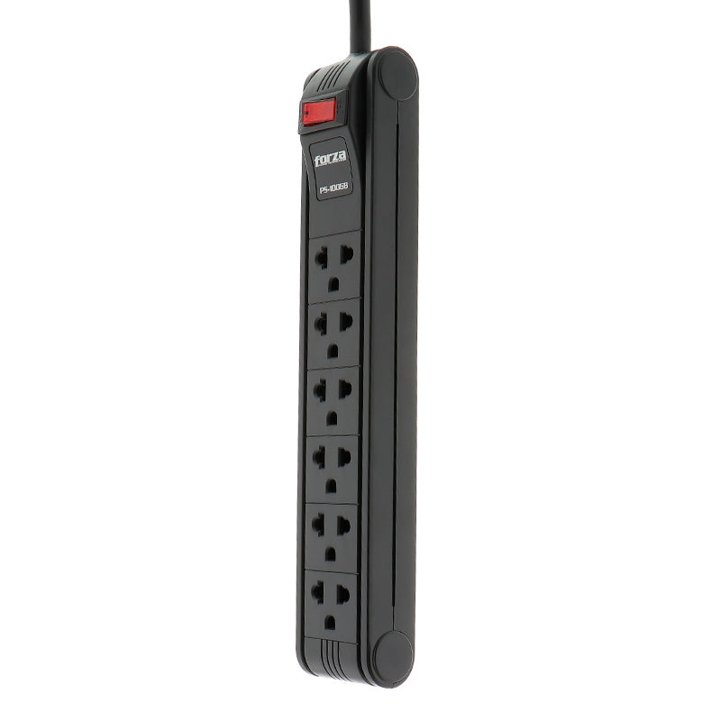 Extensión de 6 Tomas Universales FORZA PS-1006B Cable de 3 Metros Regleta S2065