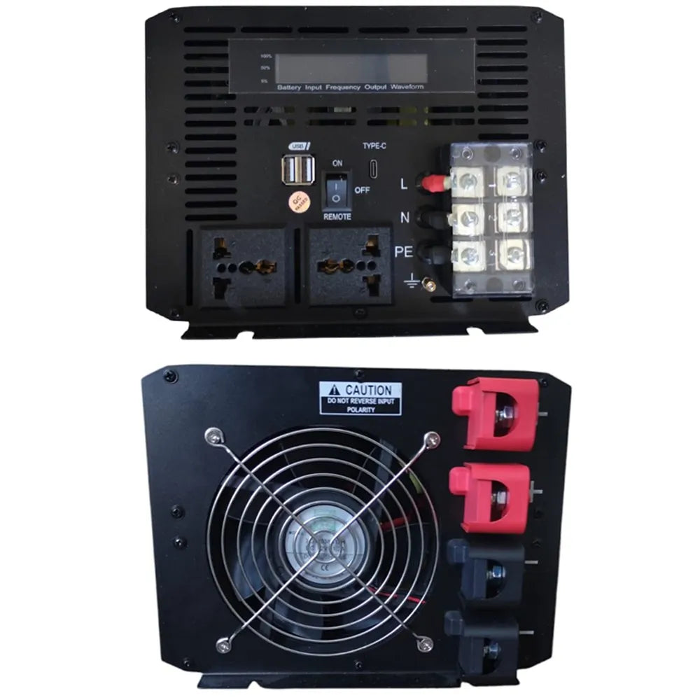 Inversor de Corriente 12V a 220V | 10000W | Pantalla LCD | 2 USB + Tipo C | S1783