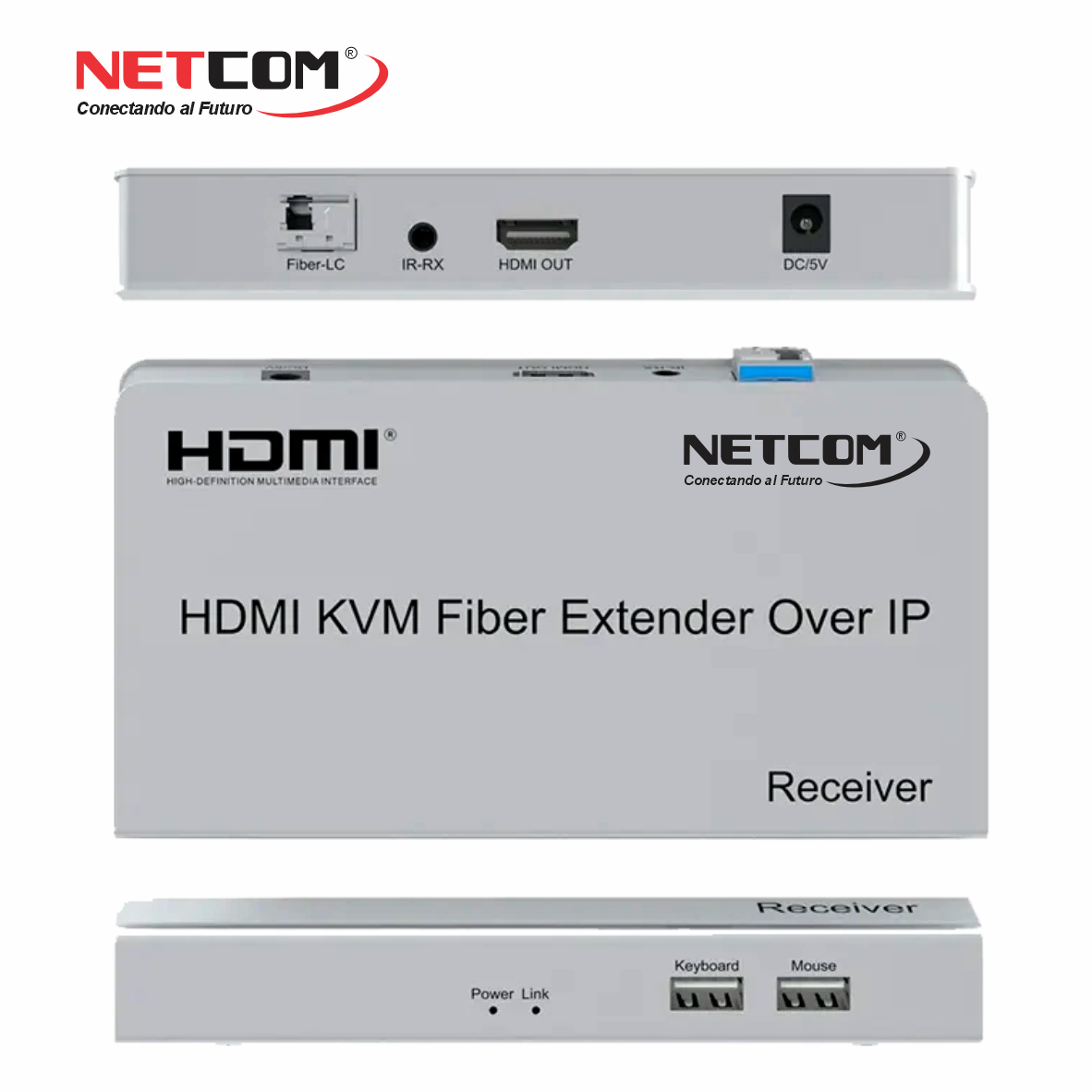 Extensor HDMI por Fibra Óptica NETCOM 20Km Full HD 1080p KVM USB IR Loop Out LC Monomode Over IP S1577