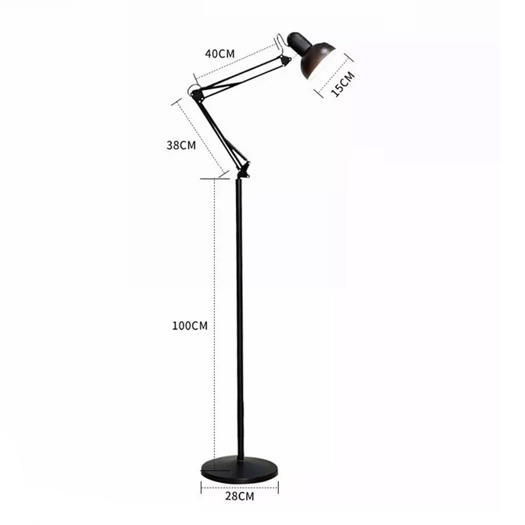Lampara de piso 1.80 metros con brazo flexible graduable negra S0979