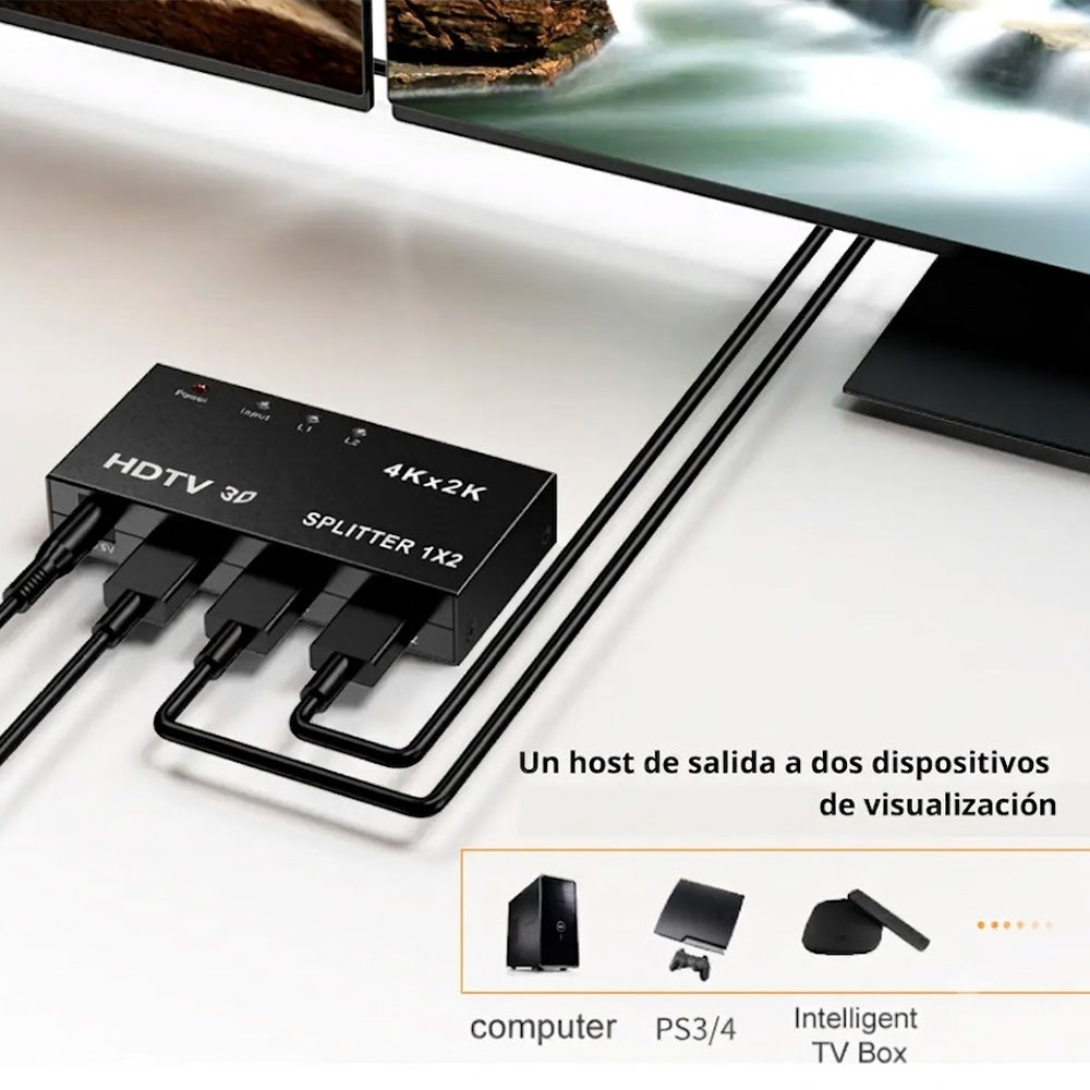 Splitter HDMI 1x2 Puertos Ultra HD 4K x 2K con Soporte 3D 2 puertos S2164