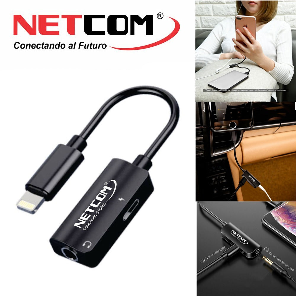 Cable Adaptador 2 en 1 LIGHTNING a JACK 3.5mm Audio y Carga S1135