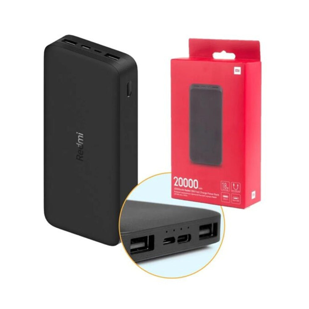 Cargador Batería Portátil Power Bank Xiaomi Redmi 20000 mAh 18W Carga Rápida Negro S2193