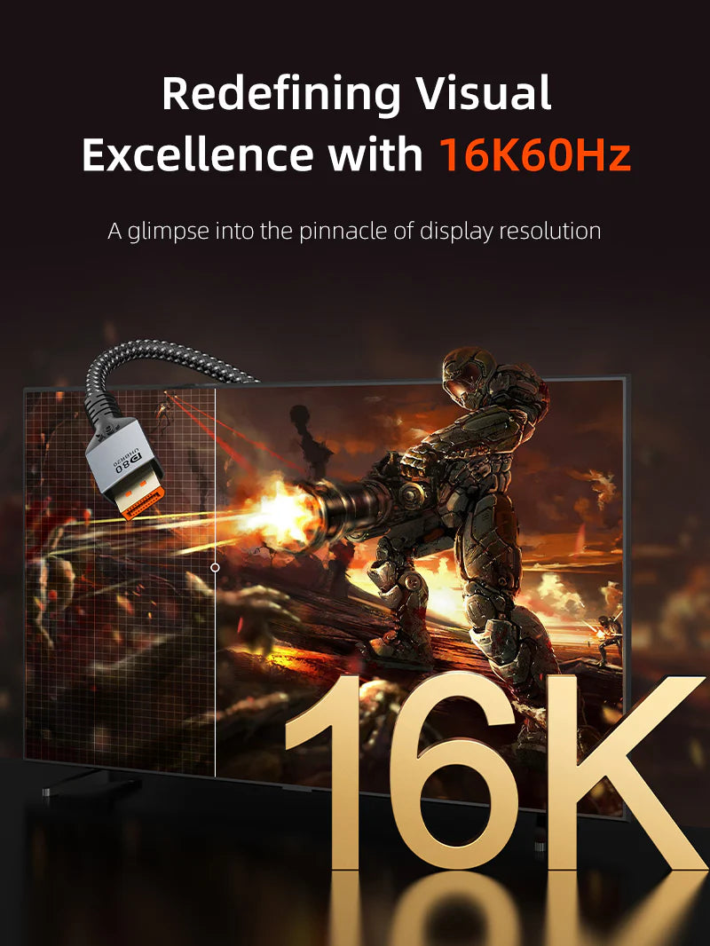 Cable DisplayPort a DisplayPort 2.1 Premium 16K a 60Hz 80Gbps CABLETIME de 1 Metro S2179