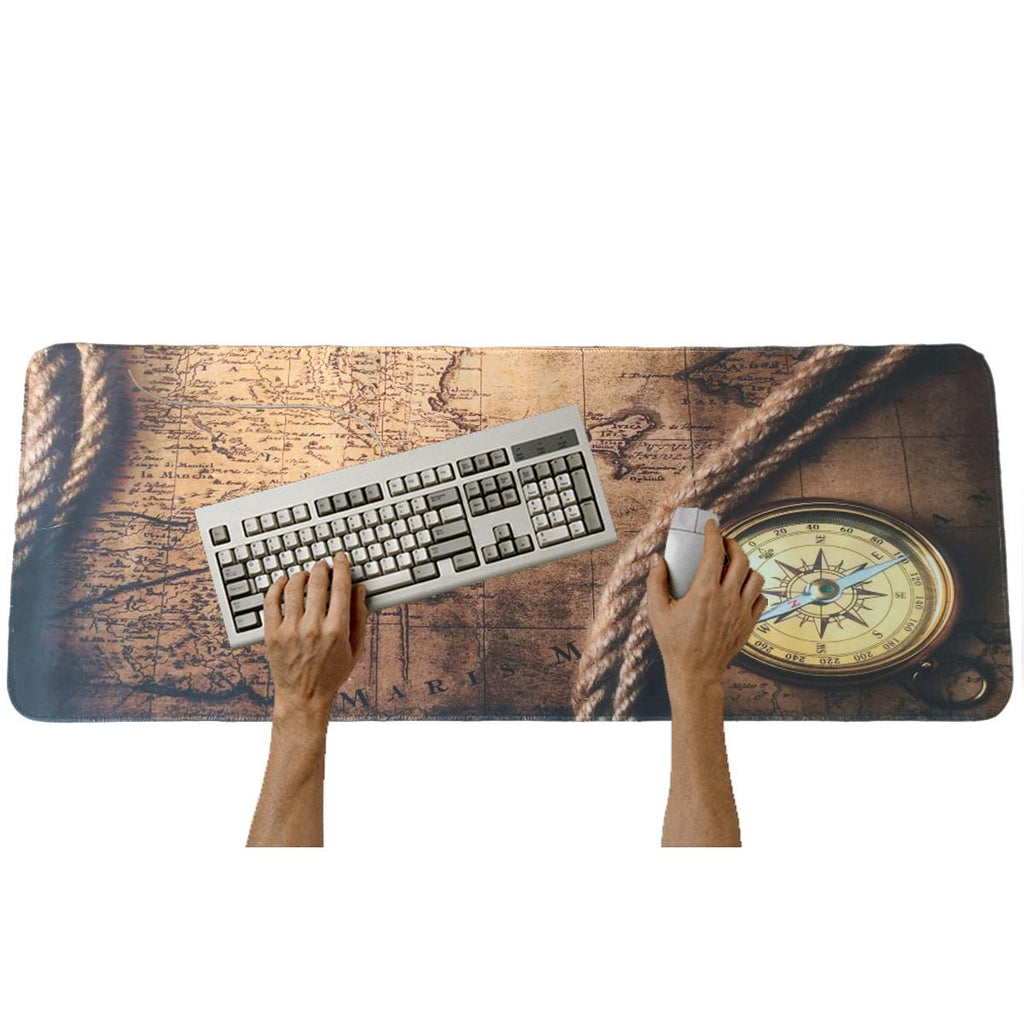 Mouse Pad Base de Escritorio Extra Large 80x30cm | Mapa y Brújula S0933