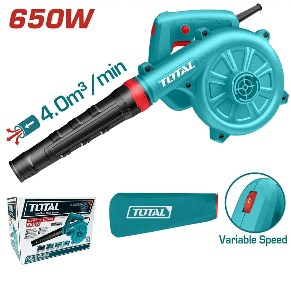 Soplador Aspirador de Aire 650W TOTAL | Profesional para PC, Laptop y Talleres S1837