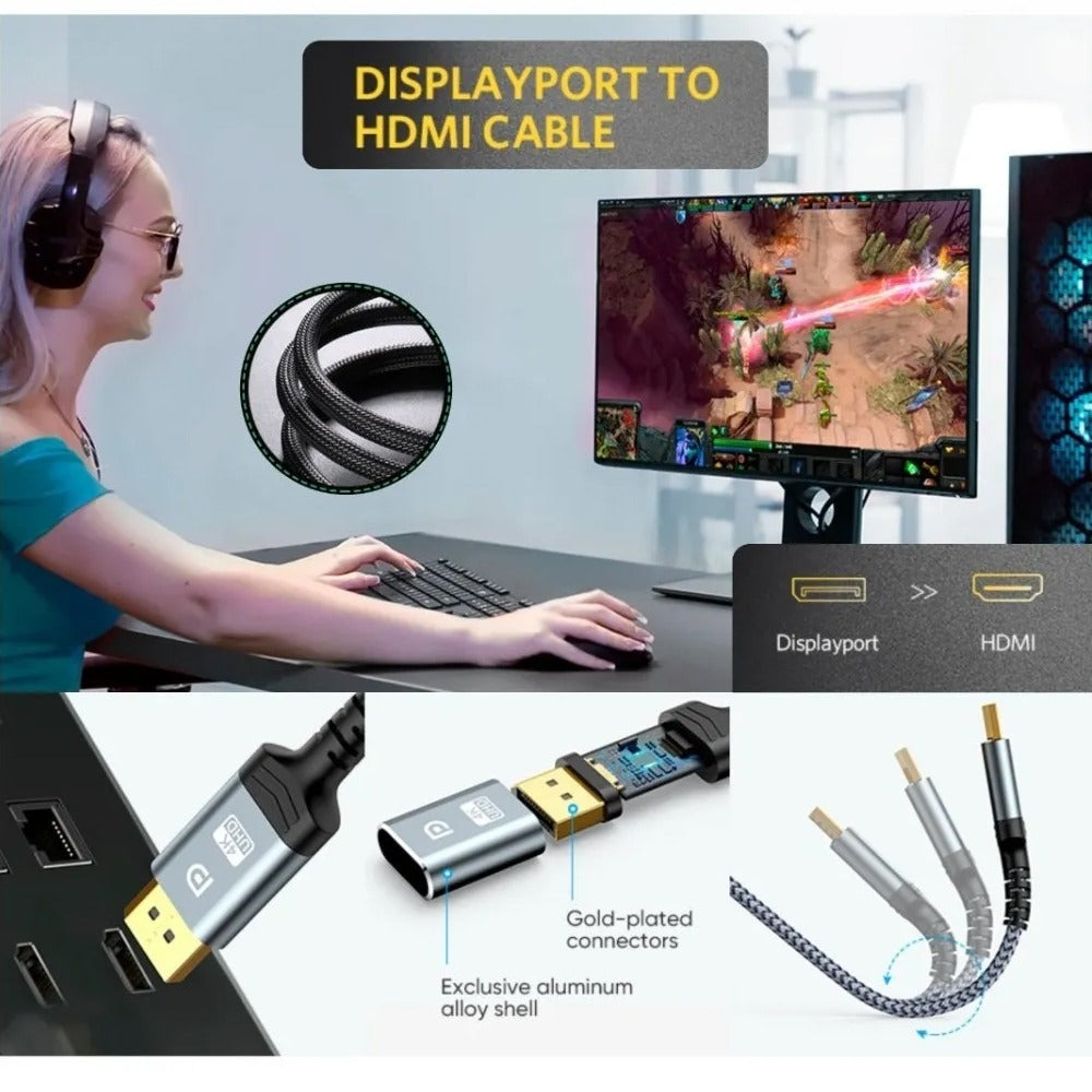 Cable Displayport a HDMI Netcom Macho 1.8 Metros 4k DP a HDMI 60hz S1128