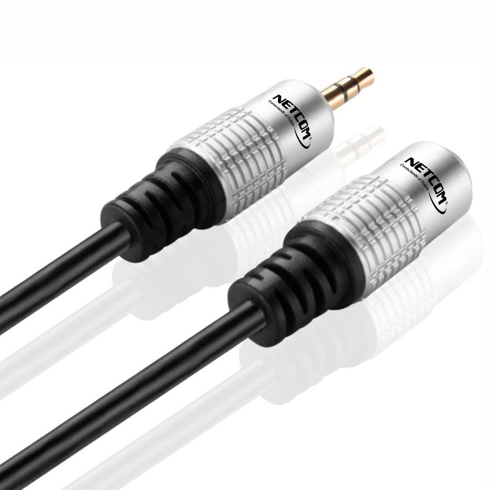 Cable Extension plug 3.5mm macho a plug 3.5mm hembra 1.8 Metros Netcom S1185