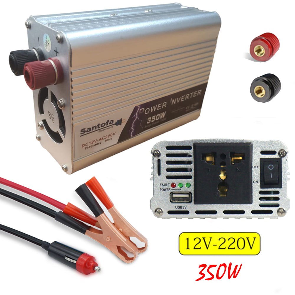 Inversor de Corriente 12V a 220V | 350W - 700W Pico | USB SANTOFA S1383