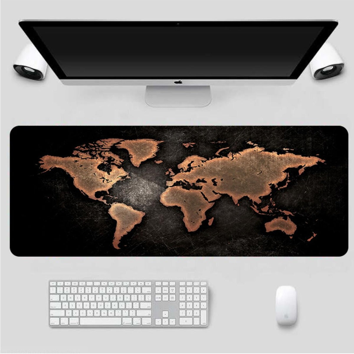 Mouse Pad Base de Escritorio Extra Large 80x30cm | Mapa Mundi Naranja S0649-54