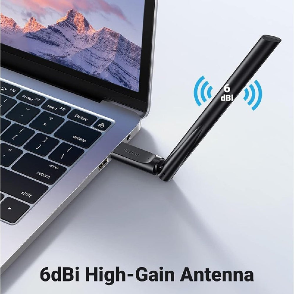 Adaptador Antena USB WIFI Inalámbrico UGREEN AC650 Doble Banda 6dBi S1639