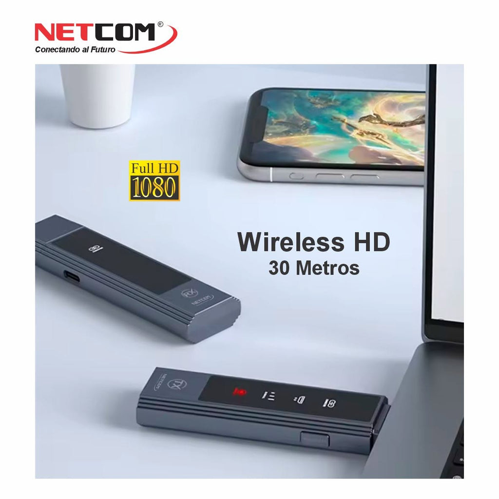 Extensor HDMI Inalámbrico de 30 Metros NETCOM Dual Band 4K/1080P (Modelo PE-EXI030) S2147