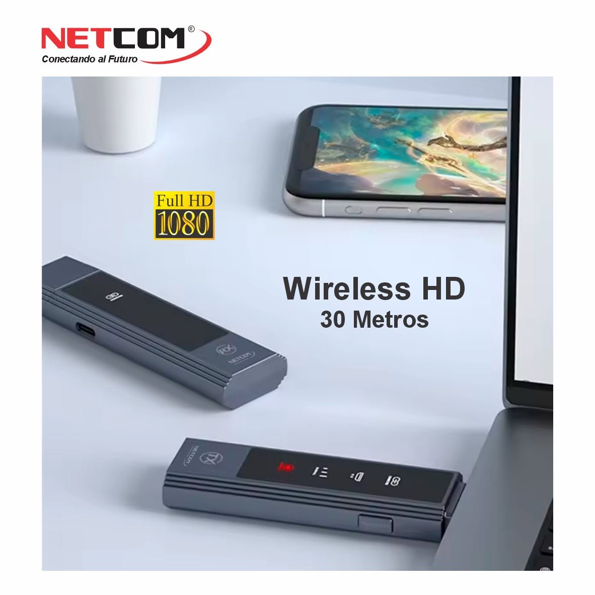 Extensor HDMI Inalámbrico de 30 Metros NETCOM Dual Band 4K/1080P (Modelo PE-EXI030) S2147