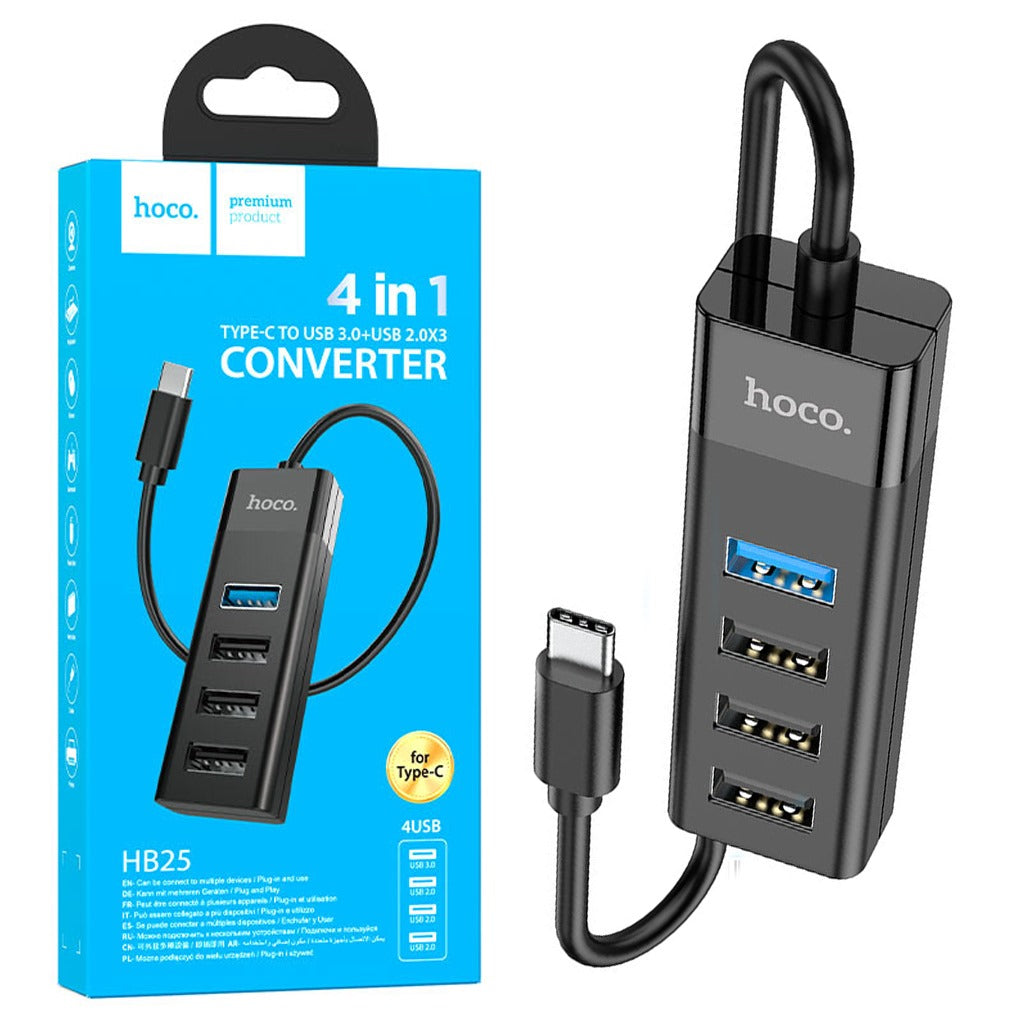 Tipo C Hub 4 Puertos 4 en 1 Usb 3.0 + 3 usb 2.0 HOCO HB25 30cm S0987