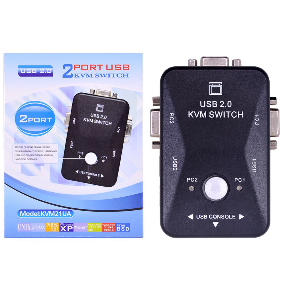 USB 2.0 KVM Switch VGA 2 puertos VGA USB 2.0 impresora 1080P 1920x1440 S1255