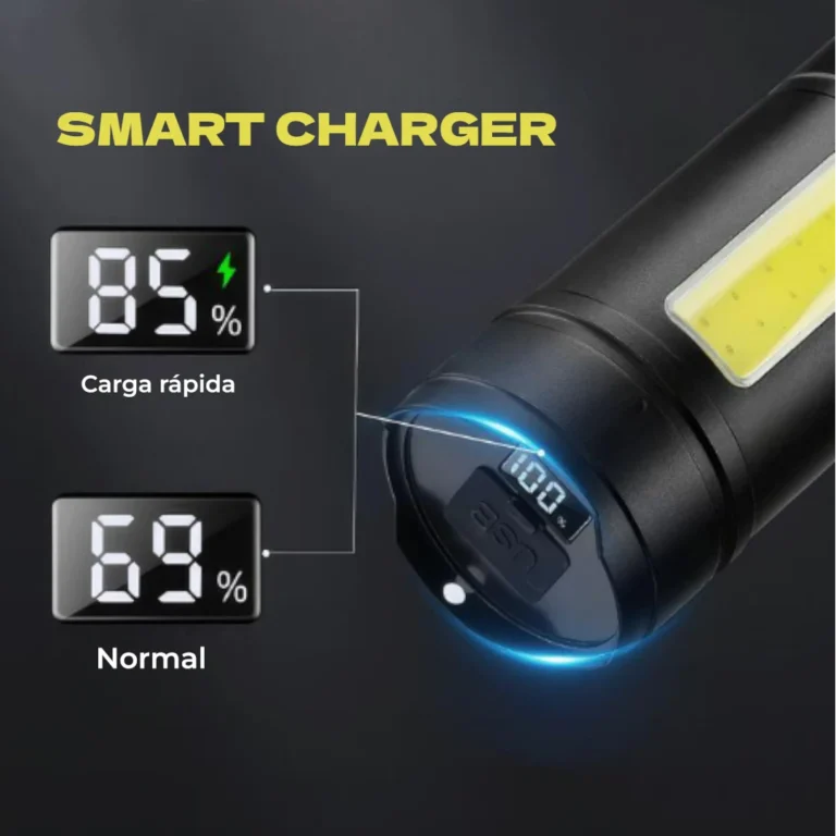 Linterna Táctica de Aluminio con Luz Lateral COB y Power Bank (6000mAh) s2076