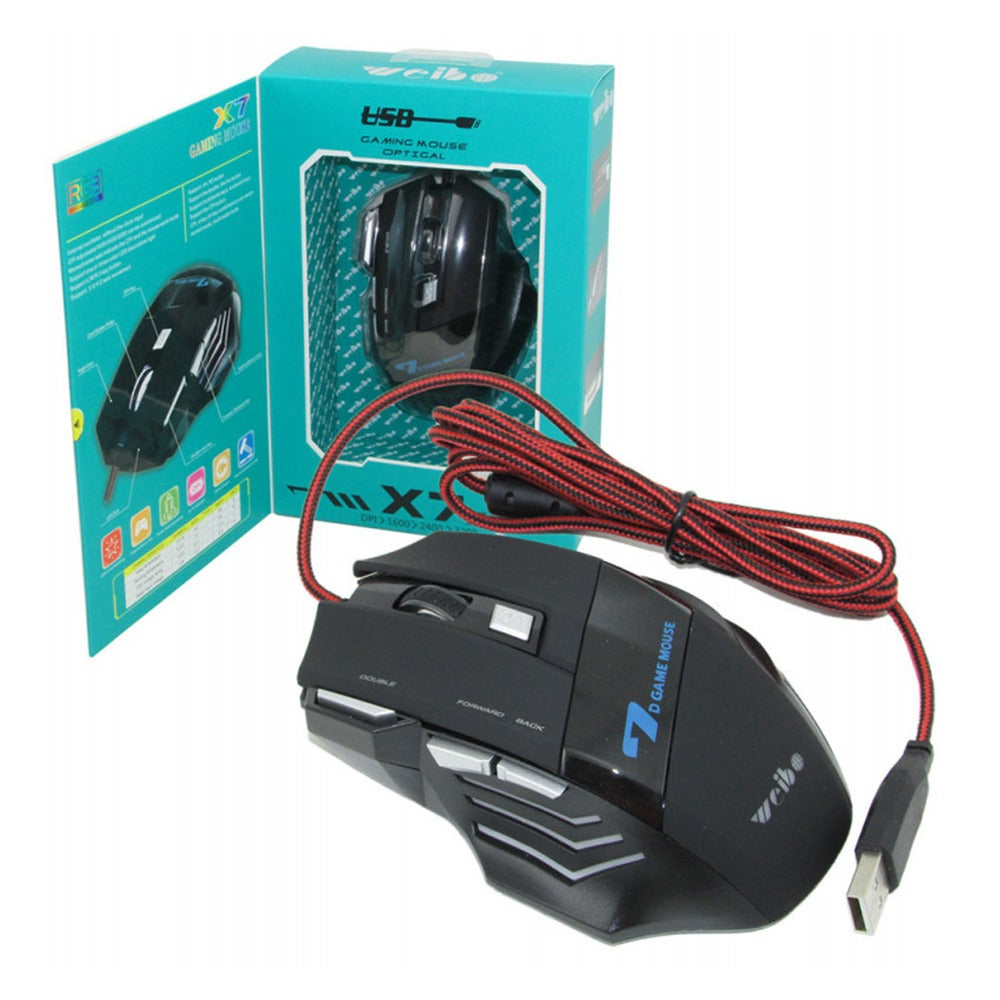 Mouse Gamer Weibo X7 RGB Iluminacion Led 3200 Dpi Cable 1.8m S0733