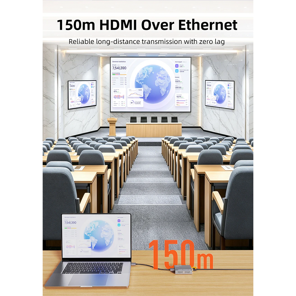 Extensor HDMI por Cable de Red RJ45 CABLETIME 1080P 60Hz hasta 60 Metros Cat5e/Cat6 con Salida HDMI Loop Out Botón EDID y Retorno Infrarrojo IR S2344