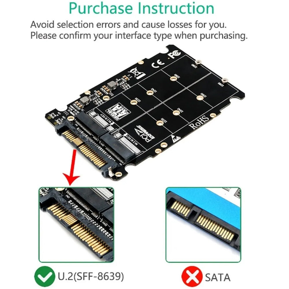 Adaptador M2 SSD a Nvme Bm Sata Ngff Ssd Pci-e A U2 Sff-8639 S1035