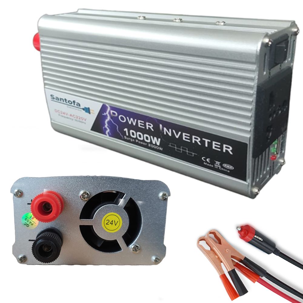 Inversor de Corriente 24V a 220V | 1000W - 2000W Pico | USB SANTOFA S1320