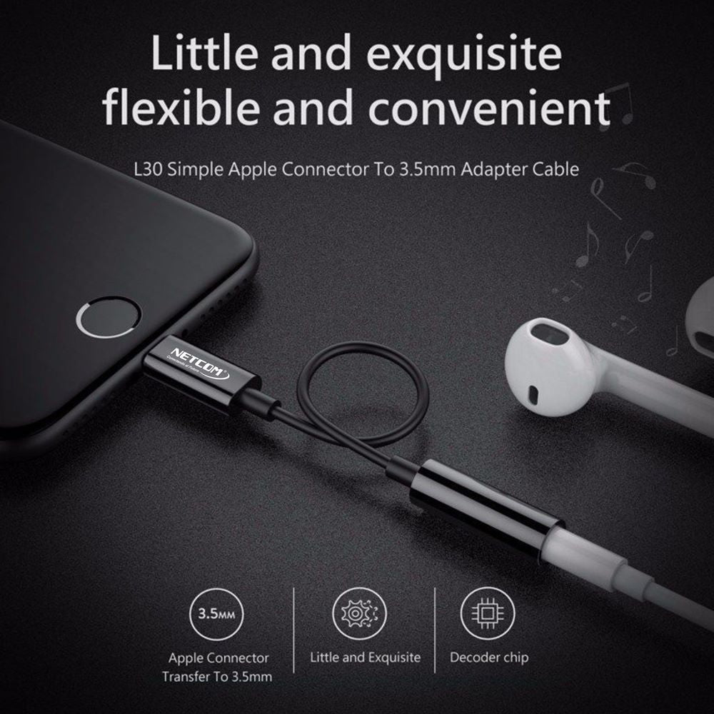 Cable Adaptador de Audio LIGHTNING a JACK 3.5mm NETCOM S1331