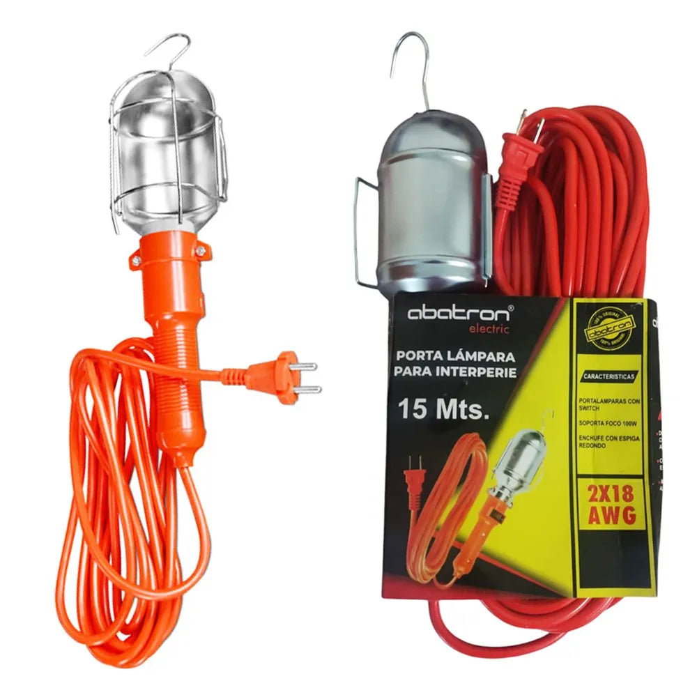 Luz de Trabajo con Protector de Metal 15 Metros ABATRON 18 AWG SWITCH S1877