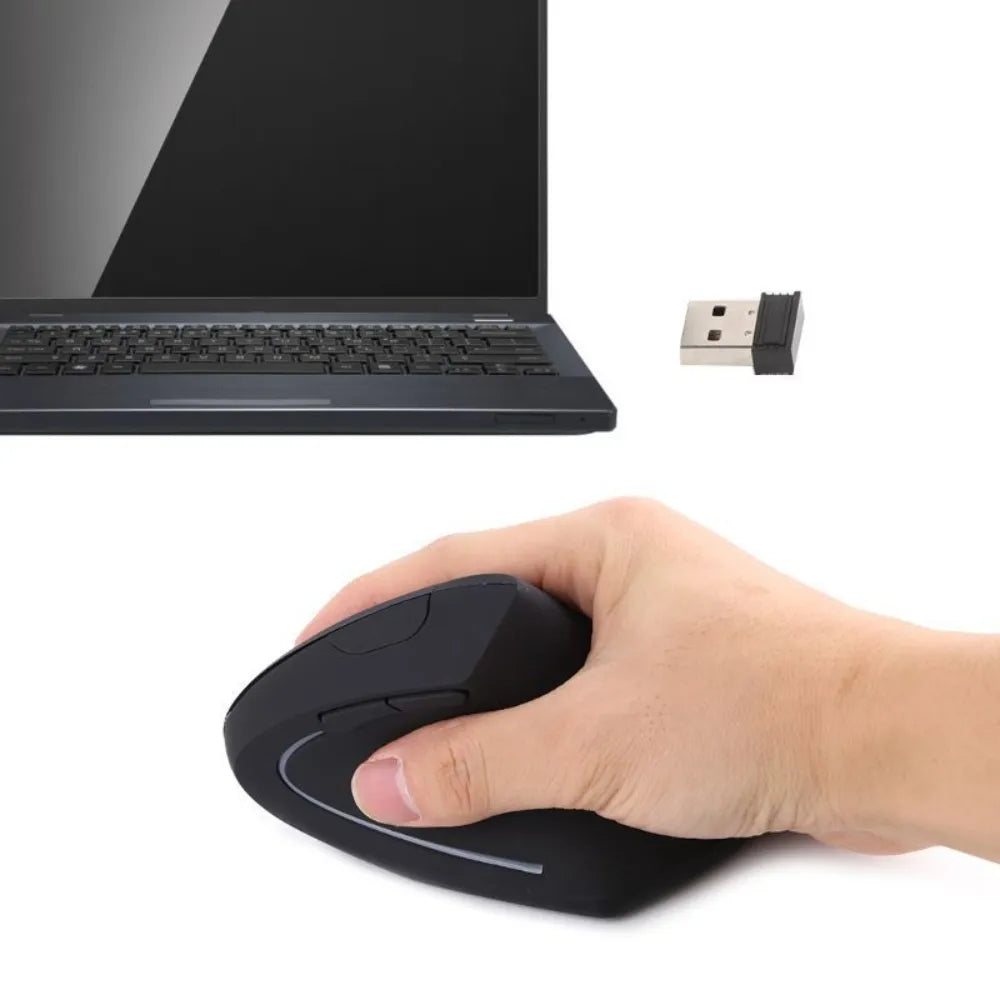 Mouse Vertical Inalámbrico Ergonómico USB Evita Túnel Carpiano Negro S1484