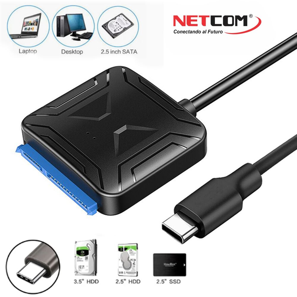 Adaptador Usb 3.1 tipo C a Sata III Disco Duro 2.5 SSD HDD NETCOM S1322
