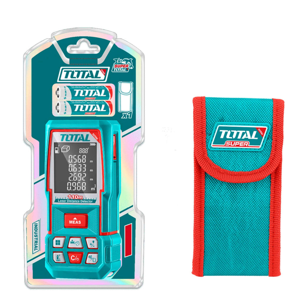 Medidor de Distancia Láser TOTAL 110m Telémetro Digital Industrial Precisión ±2mm Sensor de Inclinación Vibración Pantalla LCDS2308