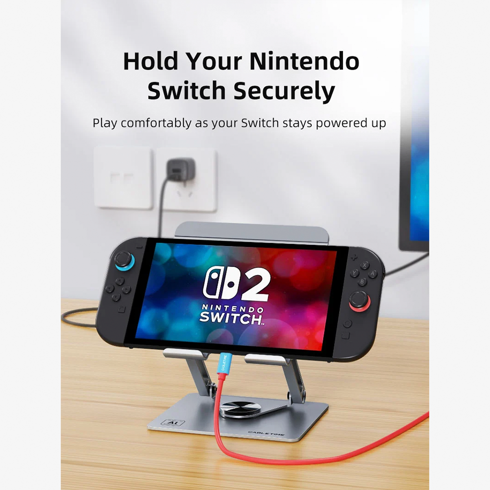 Soporte Giratorio 360° para Tablet y iPad CABLETIME de Aluminio Ajustable en Altura e Inclinación con Disipación Térmica para Dispositivos de 5 a 14 Pulgadas S2346