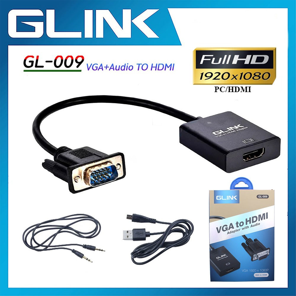 Convertidor Adaptador VGA a HDMI Glink Audio Digital HD 1080p S0751